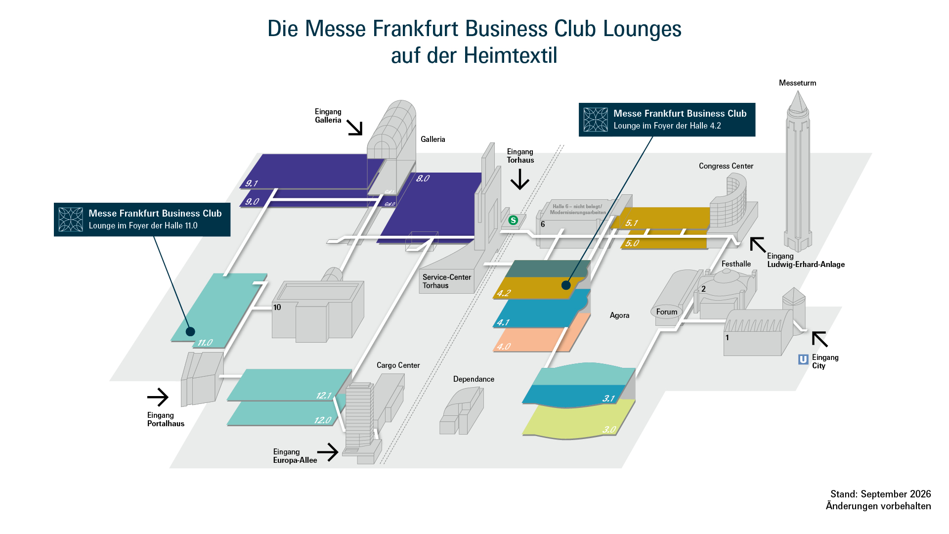 Geländeplan Messe Frankfurt Business Club Heimtextil