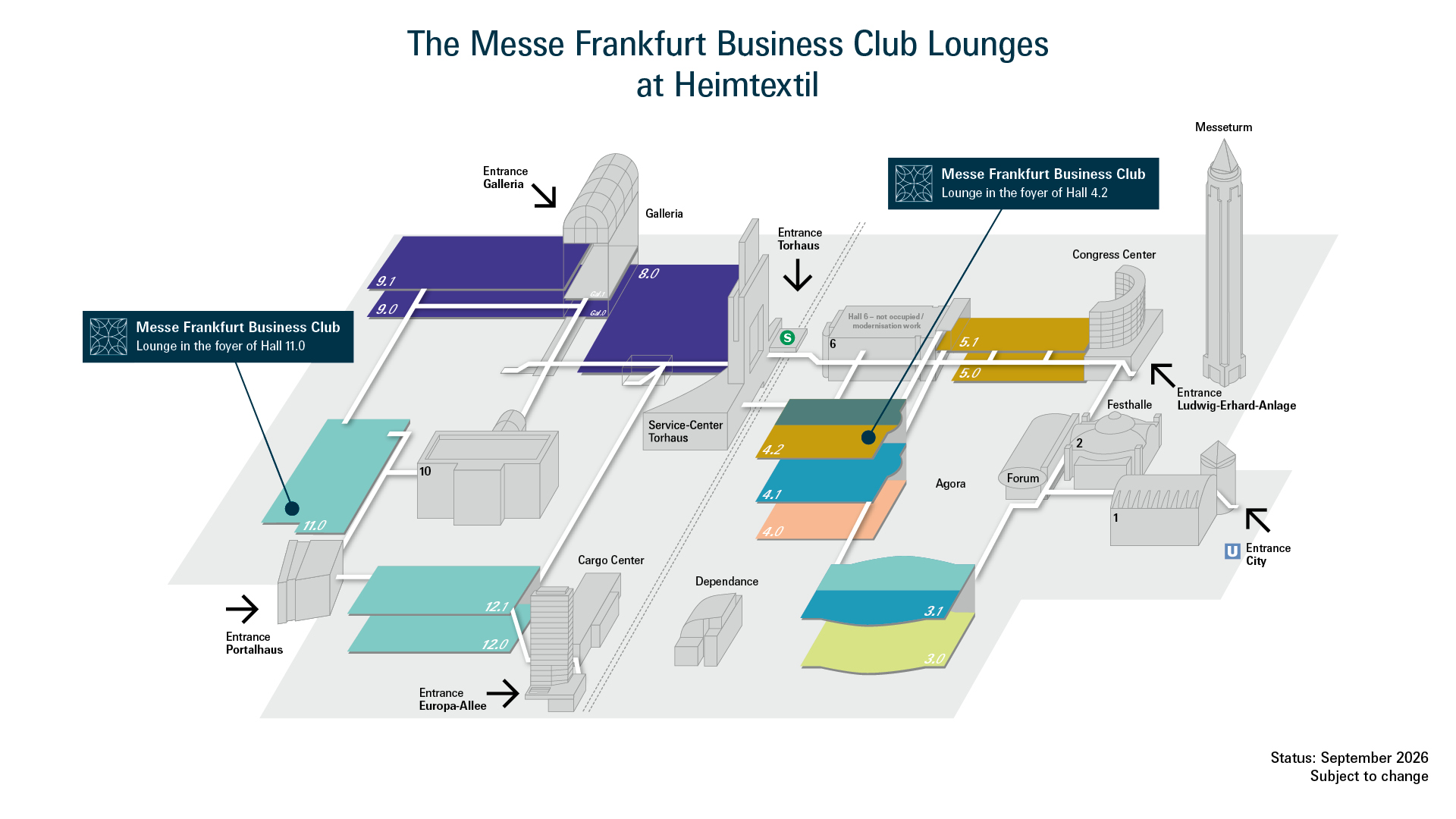 Site plan for the Messe Frankfurt Business Club at Heimtextil